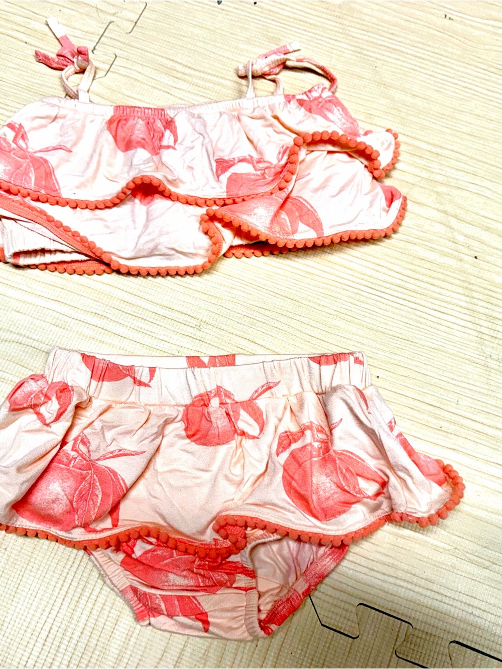 kate quinn vintage peaches coral Two-Piece Matching Set 18-24 months nwot